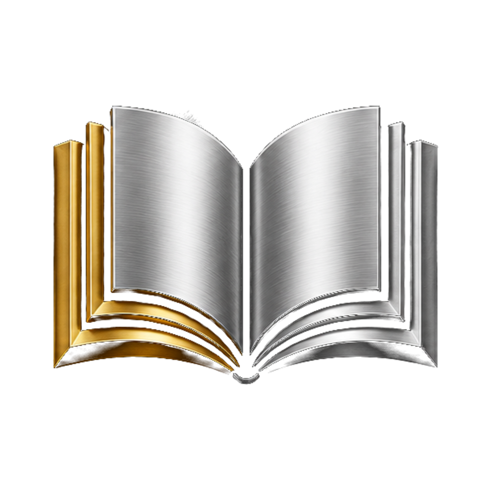 LIBRO gold-and-silver open-book emblem